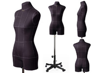 Портновский женский манекен Royal Dress forms MONICA, с подставкой Милан, с конструктивными линиями. Р-р 42 ( черный , бежевый).